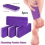 3PCS Reusable Foot Pumice Stones - Callus & Dead Skin Remover Dual Grit Pedicure Scrubbers For Smooth Feet Purple