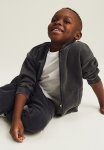 Oversized Washed-look Baseball Jacket - Washed Black