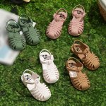 Girls Jelly Sandals With Assorted Colors Boys & Girls Non-flip Soft Shoes Solid Color Footwear