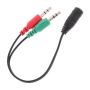 Portable Dual Headphone Splitter Adapter Cable Male To Dual Female MIC