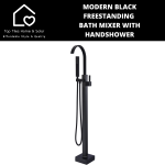 Modern Black Square Freestanding Bath Mixer With Handshower