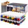 48 Colours Acrylic Paint Set & 12PC Paint Brush Set - 59ML Bottles