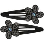 Hair Clips Spring With Strass Black 2 PACK