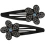Hair Clips Spring With Strass Black 2/PACK