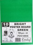A4 Bright Poster Board - Green 160 GSM 10 Sheets
