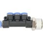 Pu Hose Fitting Manifold 4 X 6MM Port X 1/2'M