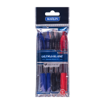 Marlin Ultraglide Retractable Pen 5'S Asst 0.7MM Polybag -2 Blue 2 Black 1 Red Pack Of 12