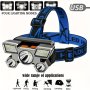 USB Rechargeable Headlamp Portable 5LED Headlight Built In Battery Torch Portable Working Light Fishing Camping Head Light For Travel Camping Fishing Hunting