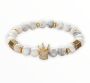 Natural Howlite Bracelet With Gold Crown & Zirconia