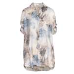 Giant Leaf Print Tunic Shirt - Grey XL