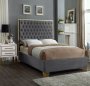 Lavinia Sleigh Bed Double - Linen -grey