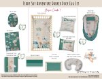 Cot Duvet Bedding Bear Teddy Sky Adventure Darker Duck Egg Set
