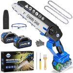 Depncyc MINI Chainsaw 8-INCH Portable Electric Chainsaw Cordless Handheld Power Chain Saw With 2 Batteries Garden Tools For Tree