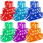 Lemicin 36 Piece 19MM Casino Style Craps Dice Sets Acrylic Translucent D6 Dice Bulk Square Rounded Edge For Casino Craps Table G