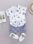 2PCS Baby's Cartoon Pyramid Pattern Short-sleeve Shirt & Casual Shorts Toddler & Infant Boy's Clothing Set