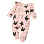 Pink And Black Print Bunny Romper 3-6M