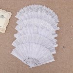 1PCS Elegant Folding Dance Fan With Glittering Silver Artistic Floral Design - Durable Lightweight Plastic Lamp Shade Material F