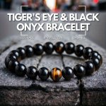 1PC Boco-chic Tiger's Eye Black Onyx Bracelet Courage Protection Balance Beaded Bracelet Jewelry