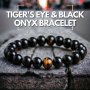 1pc Boco-Chic Tiger's Eye Black Onyx Bracelet Courage Protection Balance Beaded Bracelet Jewelry