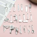 20PCS Assorted Varieties Cute Retro Slivery Tool Charm Funny Alloy Pendant Ideal Accessories For Necklace Bracelet Earrings Keyc