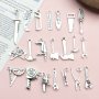 20PCS Assorted Varieties Cute Retro Slivery Tool Charm Funny Alloy Pendant Ideal Accessories For Necklace Bracelet Earrings Keychain Jewelry Making