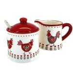 Red Chick Sugar And Milk Jug - Factory Plaza