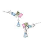 Colour Wave Ear Climber With Cz Pendant