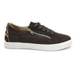 Valentina With Zip Leather Sneaker - Leopard Black - 8
