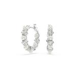 SWAROVSKI Matrix Hoop Earrings Crystal Pearl Round Cut White Rhodium Plated