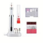 USB Rechargeable Nail Drill Kit - Professional Electric Manicure & Pedicure Tool With 12 Interchangeable Heads Low Noise High-sp