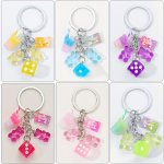1PC Resin Dice & MINI Bear Drink Cup Candy Keychains Colorful & Playful Charms For Handbags & Backpacks Unique Gift Accessory Fo