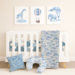 Blue Safari Cot Bedding Set Safari And Balloons Blue Print Set