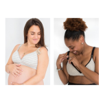 2-PACK All Day Nursing Bra B & C Cups - 36C Grey & Black Grey Stripes