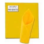 Serviettes - Napkins - Yellow - 2 Ply - 33CM - 20 Pack - 3 Pack
