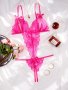 Hot Floral Lace Bow Knot Teddy Deep V Backless Open Crotch Bodysuit Women's Sexy Lingerie & Underwear