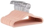 Amazon Basics Kids Velvet Non-slip Clothes Hangers For Infant And Toddler 11.6 In For Baby Clothes Pack Of 50 Blush