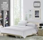 Simon Baker 250 Thread Count Egyptian Cotton Stripe Duvet Set White Various Sizes - White Queen 230CM X 200CM + 2 Pillowcases