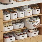 10PCS White Plastic Storage Bin Set - Versatile Organizer Bins For Kitchen Bedroom & Bathroom Shelves - Modern Home Organization