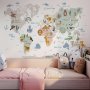 2PCS Animal Mark World Map School Classroom Layout Cartoon Room Wall Decoration Self Adhesive Stickers