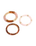 Mixed Pink Resin & Gold Stretch Bracelets 3-PACK