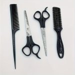 Professional Hair Styling 4PC Set - Hair Cutting Scissors Thinning Shears & Combs - Non-electric Durable Plastic Material