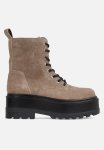 Calvin Klein Flatform Leather Lace Up Boot - Fossil black