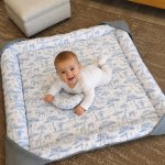 Safari Blue Outline Balloon Themed Nursery Floor Mat