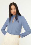 Neck Detailed Blouse - Blue