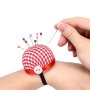 1PC Cute Pincushion Plaid Pattern Wrist Pad For Sewing Wrist Wearable Sewing Pin Cushions Quilting Pins Holder Sewing Supplies