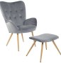 Valeria Wing Back Chair With Foot Rest - Grey