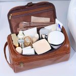 Large Capacity Men's Wash Bag Going Out Portable Pu Waterproof Cosmetic Bag Simple Business Trip Travel Handbag Storage Bag