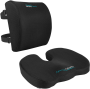 Memory Foam Office Seat Cushion & Cool Gel Lumbar Back Support Pillow Combo