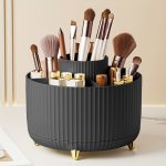 1PC Makeup Brush Storage Box 360 Rotating Makeup Brush Organizer 5-COMPARTMENT Large Capacity Brush Rack Desktop Multifunctional