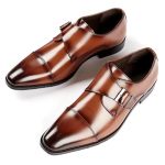 Glbdu Men's Genuine Leather Monk Strap Loafers Fashion Classic Cap Toe Low Top Slip On Dress Oxford Shoes Business Casual Office